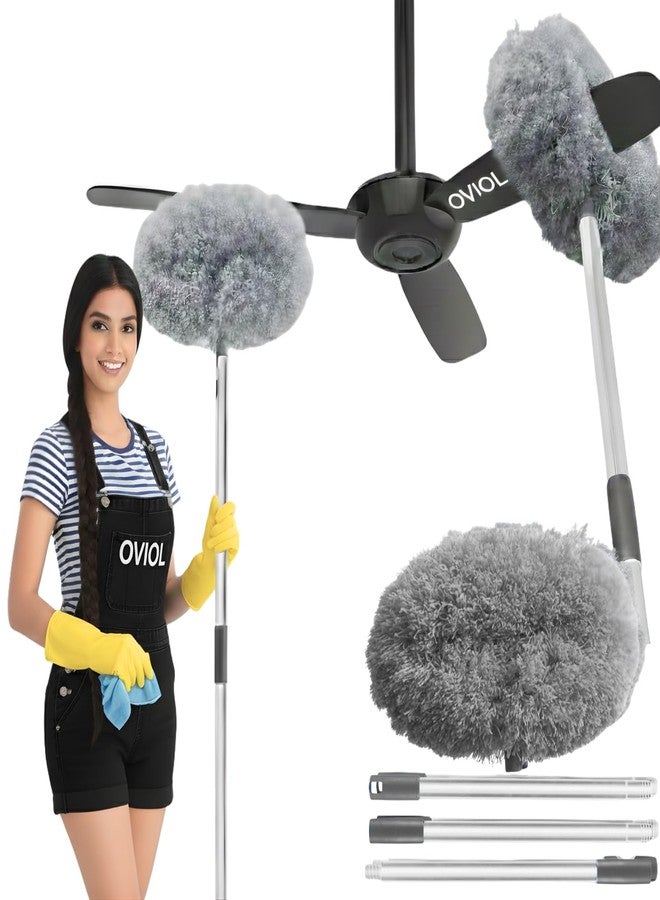OVIOL Fan Cleaner Brush with Long Rod Flexible Fan Cleaning Mop Microfiber Dust Cleaner Foldable Duster for Home Cleaning Microfiber Duster Cleaning Home, Kitchen, Car, Ceiling(Grey) - Image 1